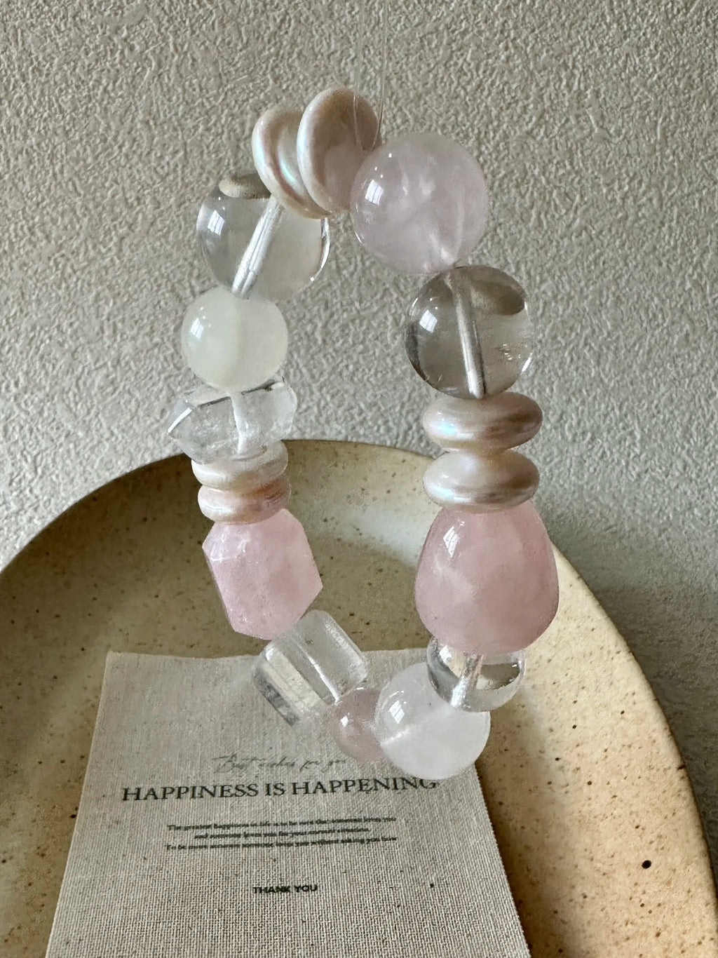 Rose Quartz Crystal Baroque Pearl Bracelet