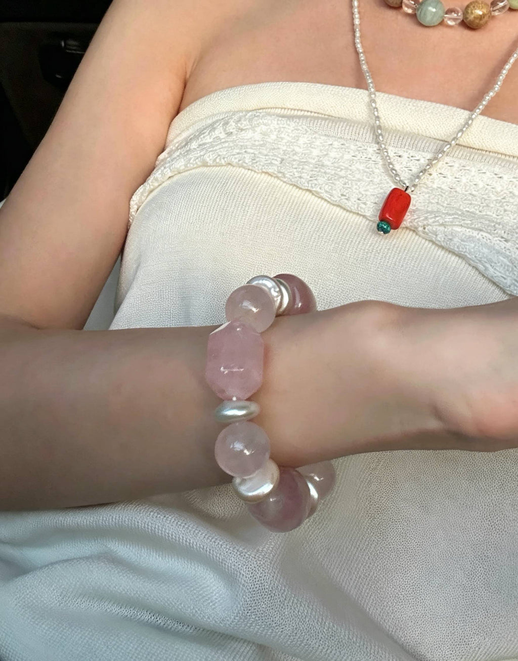 Rose Quartz Pearl Bracelet