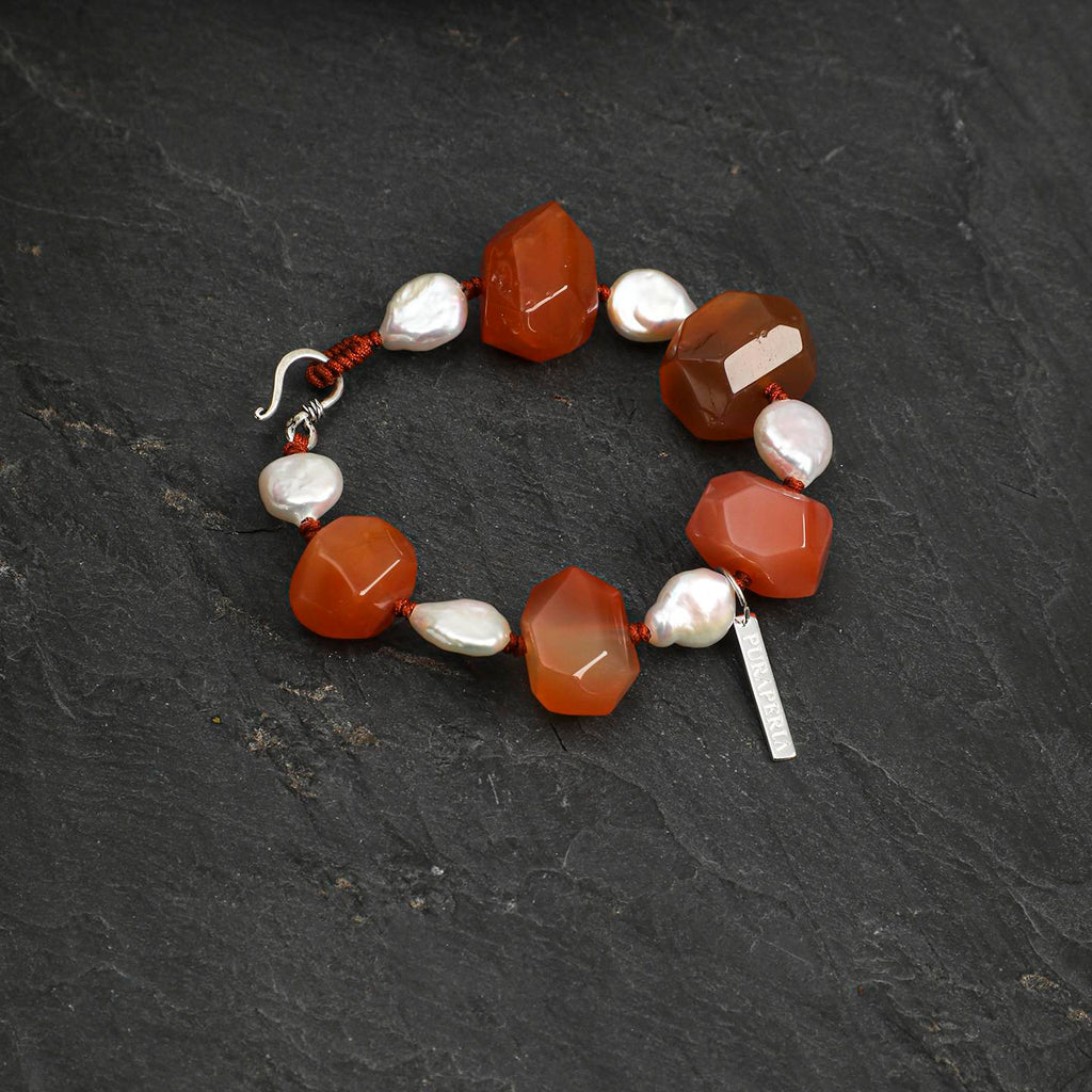 Carnelian Baroque Pearl Bracelet