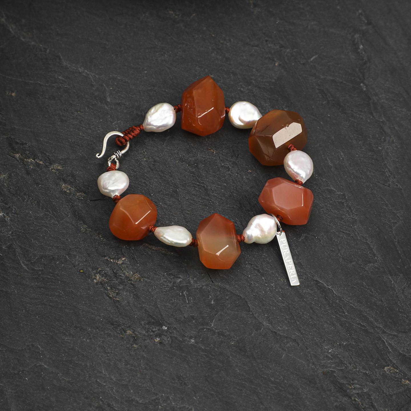 Carnelian Baroque Pearl Bracelet