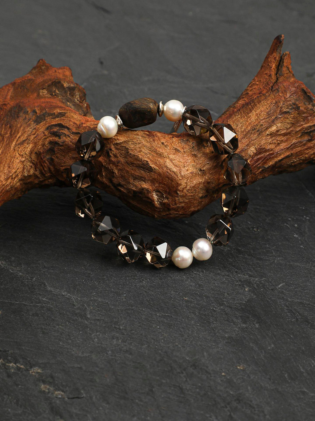 Smoky Quartz Agarwood Pearl Bracelet