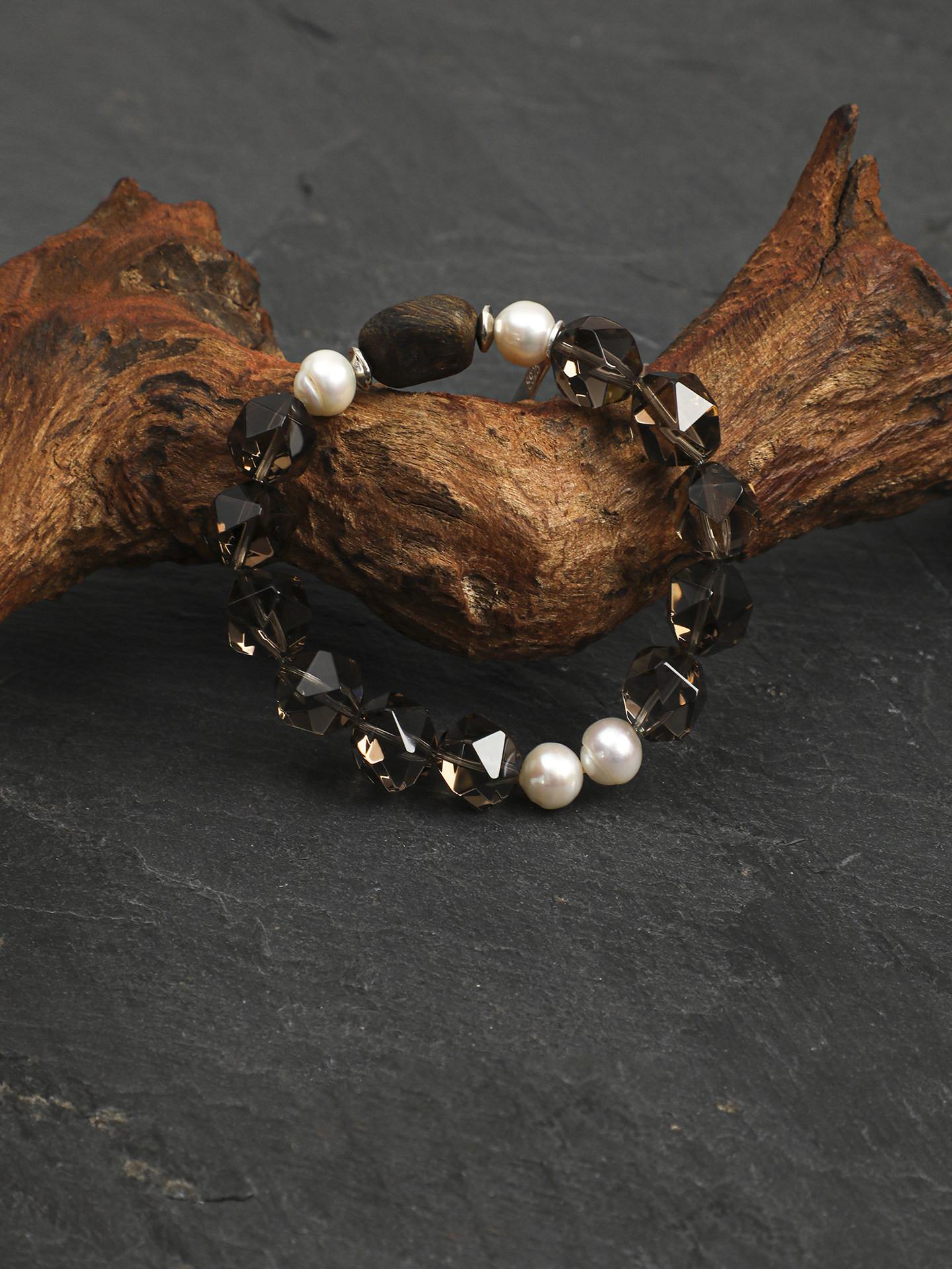 Smoky Quartz Agarwood Pearl Bracelet