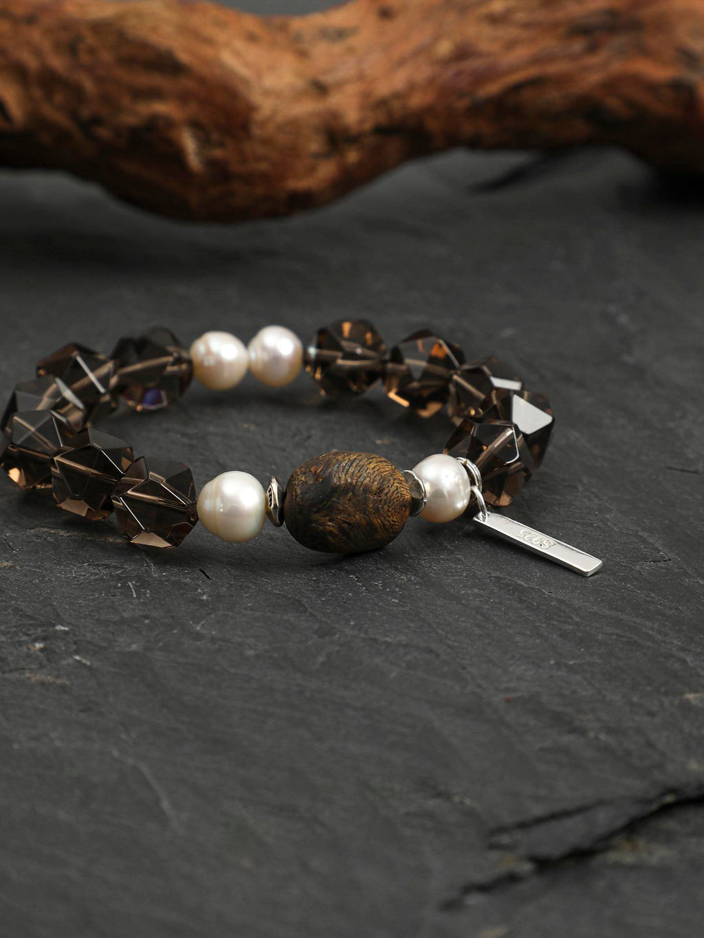Smoky Quartz Agarwood Pearl Bracelet