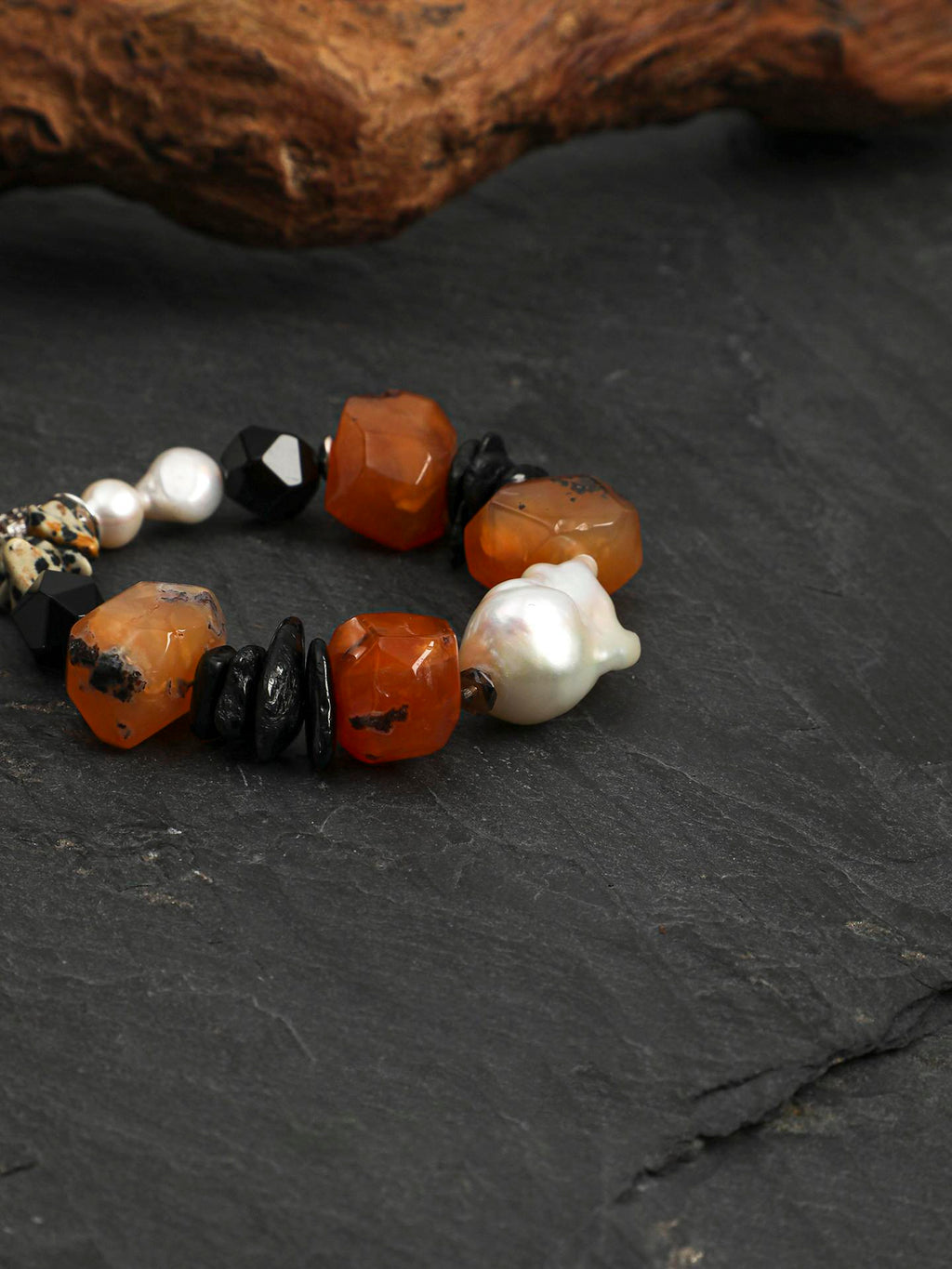 Vintage Carnelian Pearl Bracelet