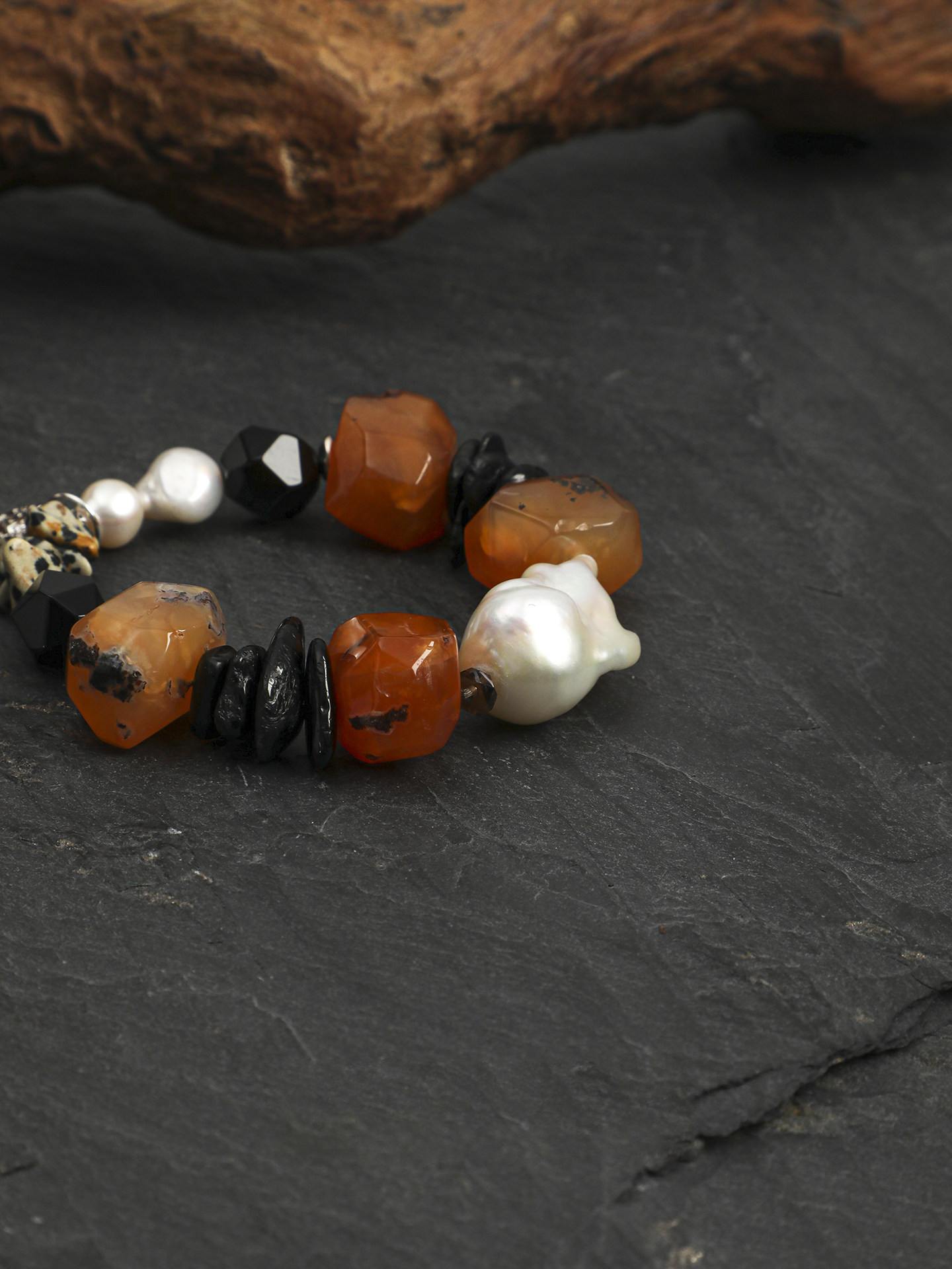 Vintage Carnelian Pearl Bracelet