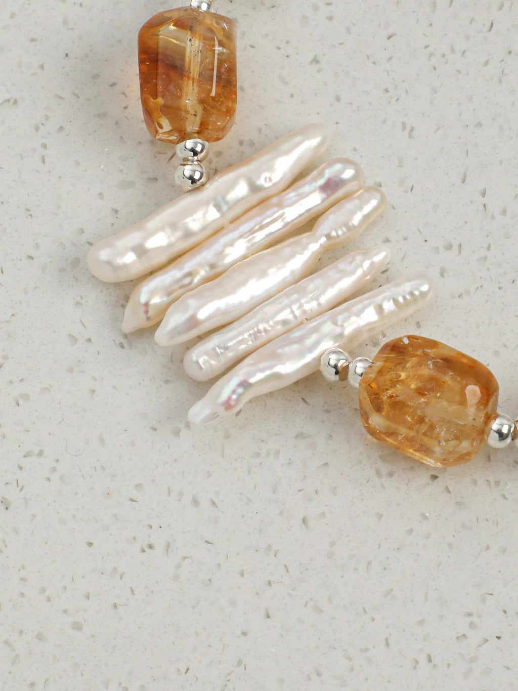 Warm Glow Citrine & Baroque Pearl Bracelet