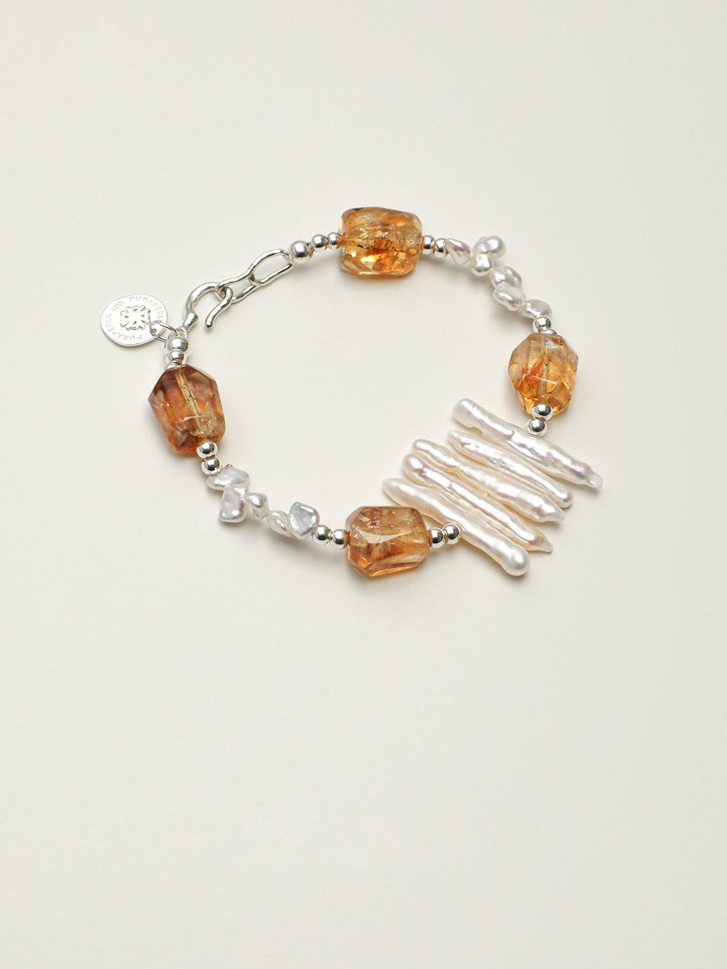 Warm Glow Citrine & Baroque Pearl Bracelet