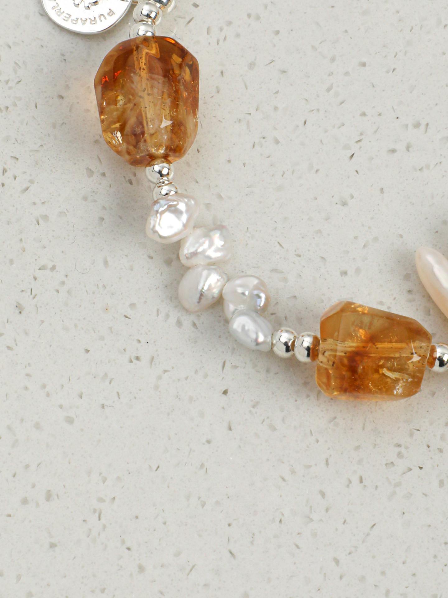 Warm Glow Citrine & Baroque Pearl Bracelet