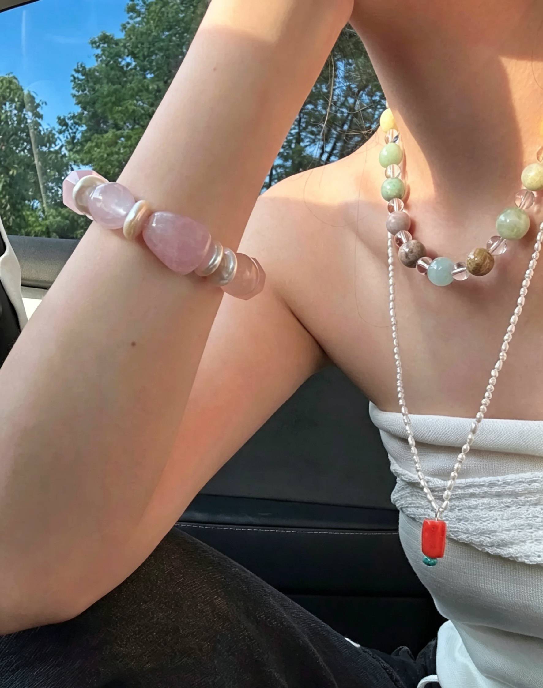 Rose Quartz Pearl Bracelet